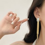Wholesale 925 Silver Pin Long Fringe Earrings Female Opal Ear Studs Earrings Jewelry Gift