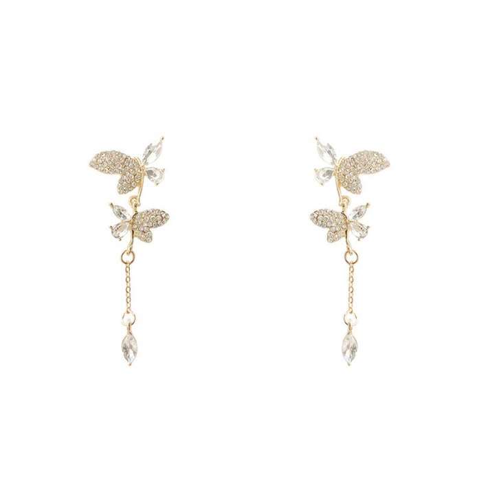 Wholesale Sterling Silver Pin Long Tassel Butterfly Earrings Eardrops Jewelry Gift