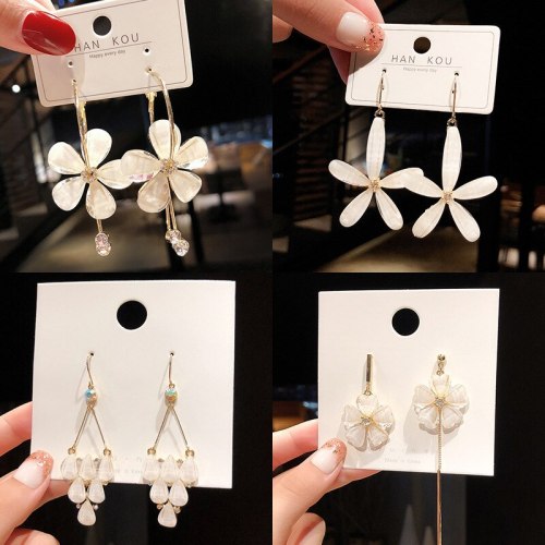 Wholesale Pearl Crystal Earrings Female Stud Earrings Long Tassel Earrings Jewelry Gift