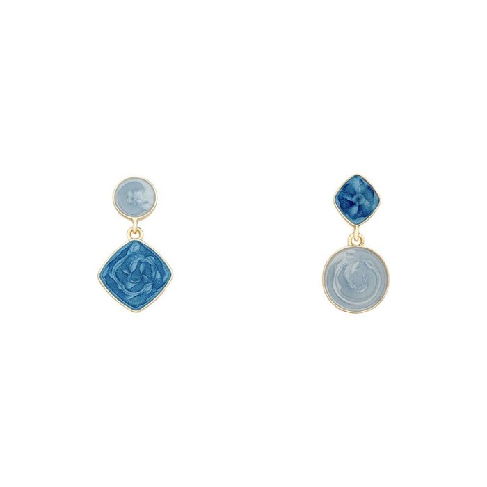 Wholesale Sterling Silver Pin Drop Oil Contrast Color Irregular Earrings Female Stud Earrings Jewelry Gift