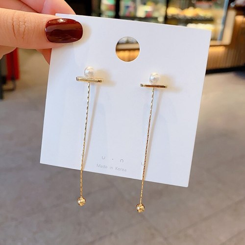 Wholesale 925 Silver Pin Tassel Hanging Earrings Female Earrings Long Pearl Eardrops Earrings Jewelry Gift