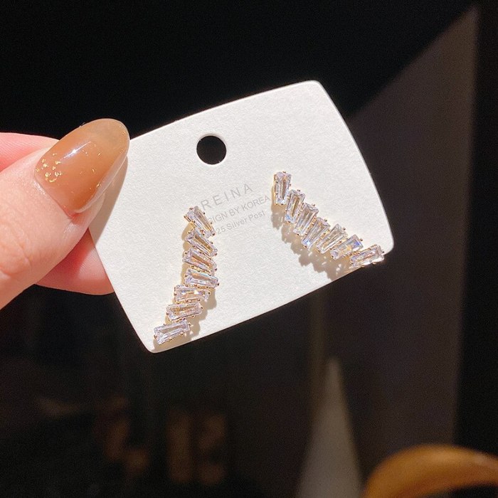 Wholesale Sterling Silver Pin Wings Zircon Stud Earrings Style Diamond Long Fringe Earrings for Women Jewelry Gift