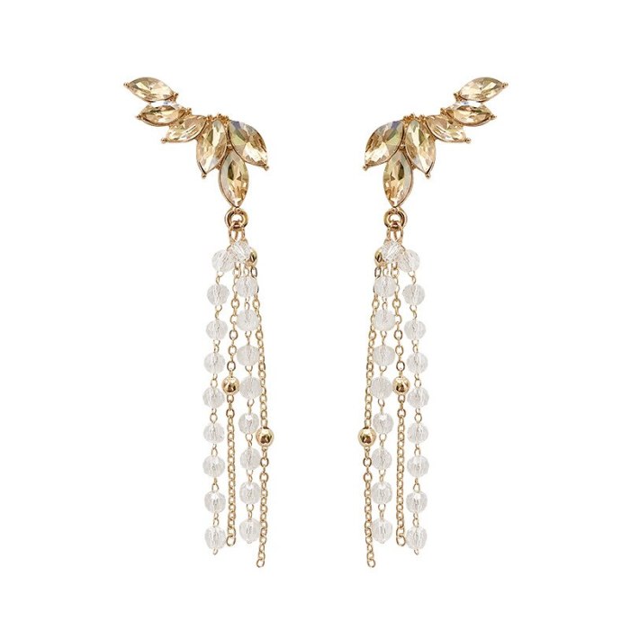 Wholesale Sterling Silver Pin New Angel Wings Earrings for Women Pearl Long Tassel Studs Earrings Jewelry Gift