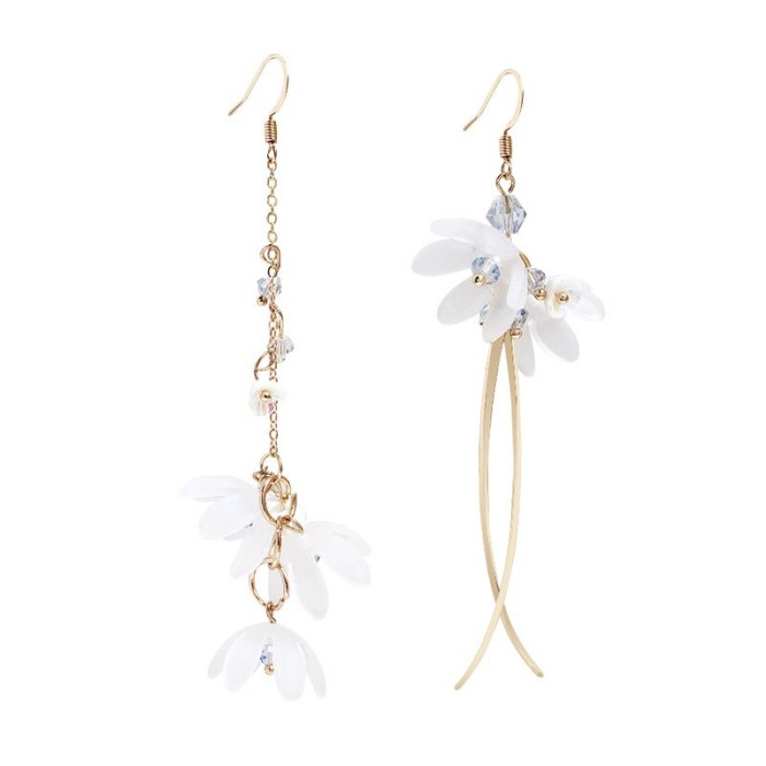Wholesale New Fashion Earrings Flower Tassel Asymmetric Earrings for Women Long Stud Eardrops Jewelry Gift