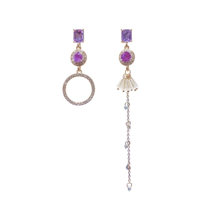 Wholesale 925 Silver Pin New Asymmetric Tassel Rhinestone Earrings Women's Long Earrings Jewelry Gift