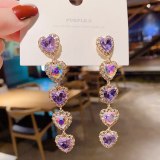Wholesale Sterling Silver Pin Love Heart Stud Earrings Rhinestone Earrings Jewelry Gift