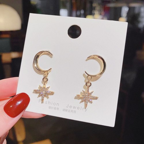 Wholesale New Star and Moon Earrings Eardrops 925 Silver Pin Earrings Jewelry Gift