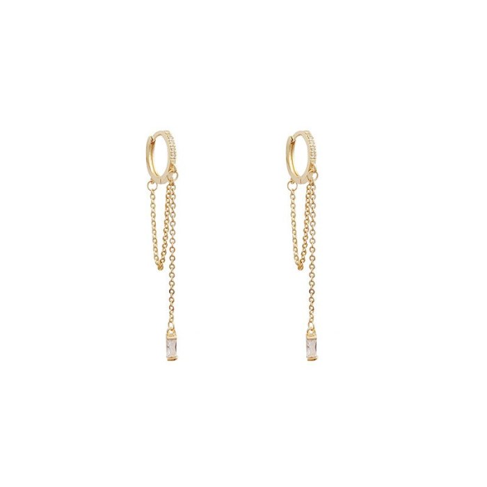 Wholesale Sterling Silver Pin Long Fringe Earrings Female Zircon Ear Studs Earrings Jewelry Gift