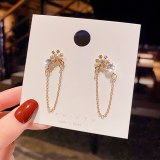 Wholesale Tassel Earrings for Women Rhinestone Pearl Earrings Sterling Silver Pin Geometric Studs Earrings Jewelry Gift