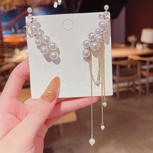 Wholesale Sterling Silver Pin New Pearl Asymmetric Earrings for Women Jewelry Gift