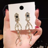 Wholesale Tassel Earrings for Women Rhinestone Pearl Earrings Sterling Silver Pin Geometric Studs Earrings Jewelry Gift