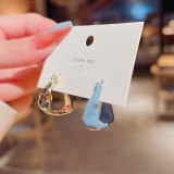 Wholesale Sterling Silver Pin Semicircle Irregular Earrings Female Drop Earrings Jewelry Gift