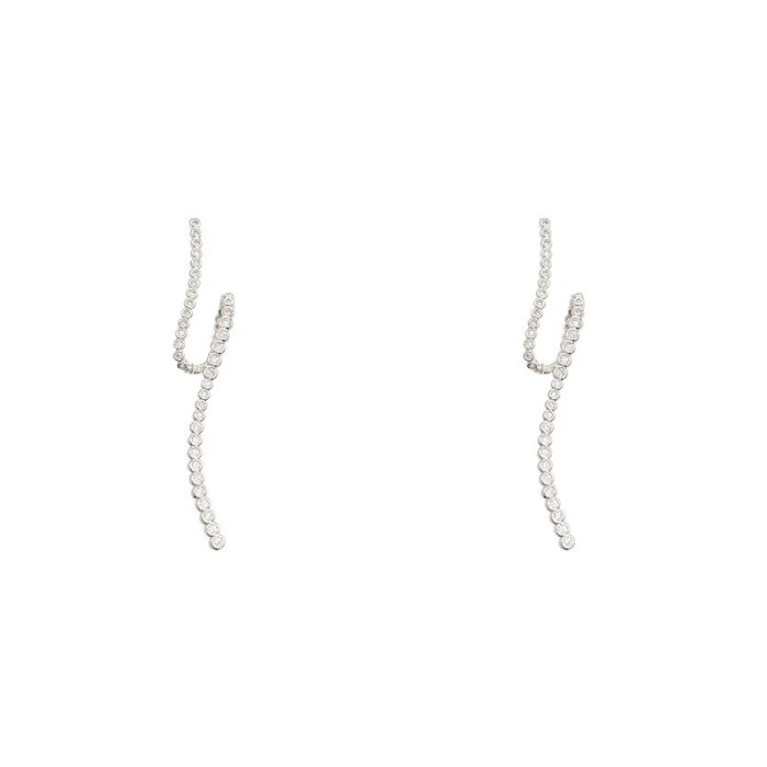 Wholesale Sterling Silver Pin Zircon Lightning Shaped Long Geometric Earrings Female Stud Earrings Jewelry Gift