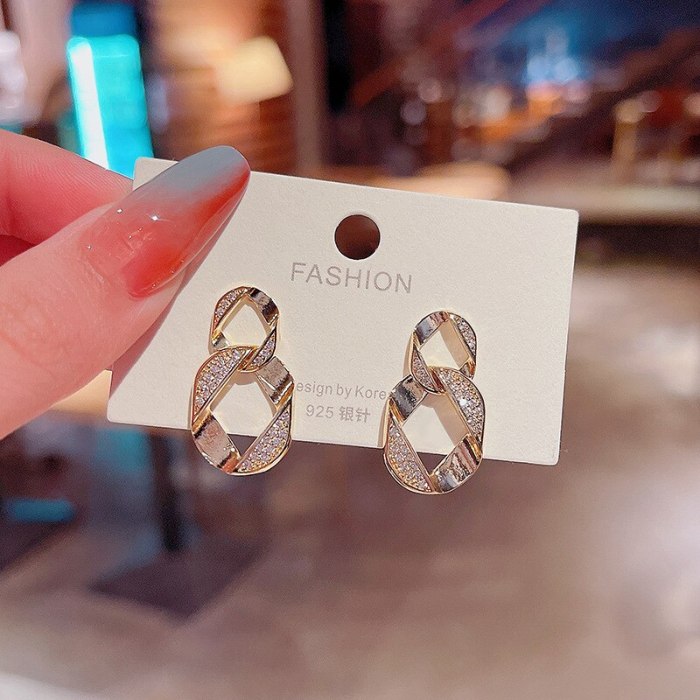 Wholesale 925 Silver Pin Copper Zircon Geometric Earrings Ear Studs Jewelry Gift