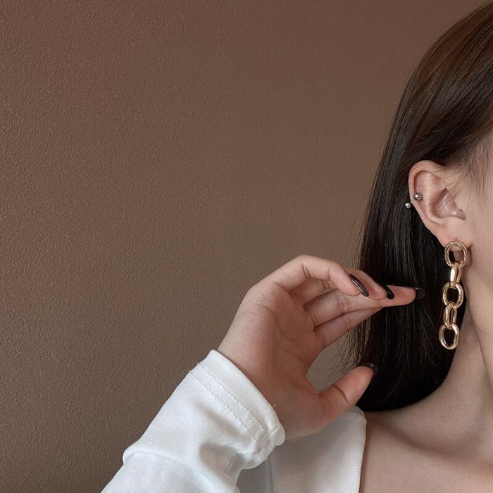 Wholesale Sterling Silver Pin Chain Earrings Women's Hip Hop Style Long Earrings Jewelry Gift