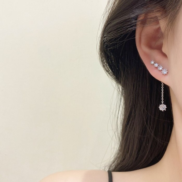 Wholesale Zircon Flower Earrings Female Stud Earrings 925 Silver Pin Earrings Jewelry Gift
