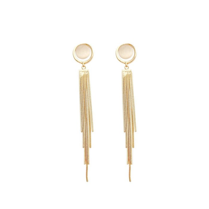 Wholesale Sterling Silver Pin Long Tassel Opal Earrings Female New Studs Earrings Jewelry Gift