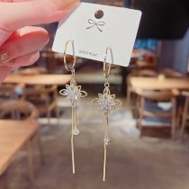 Wholesale Sterling Silver Pin Flowers Long Fringe Earrings Female Stud Earrings Jewelry Gift