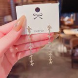 Wholesale Sterling Silver Pin Diamond Long Earrings Women's Geometric Tassel Earrings Jewelry Gift