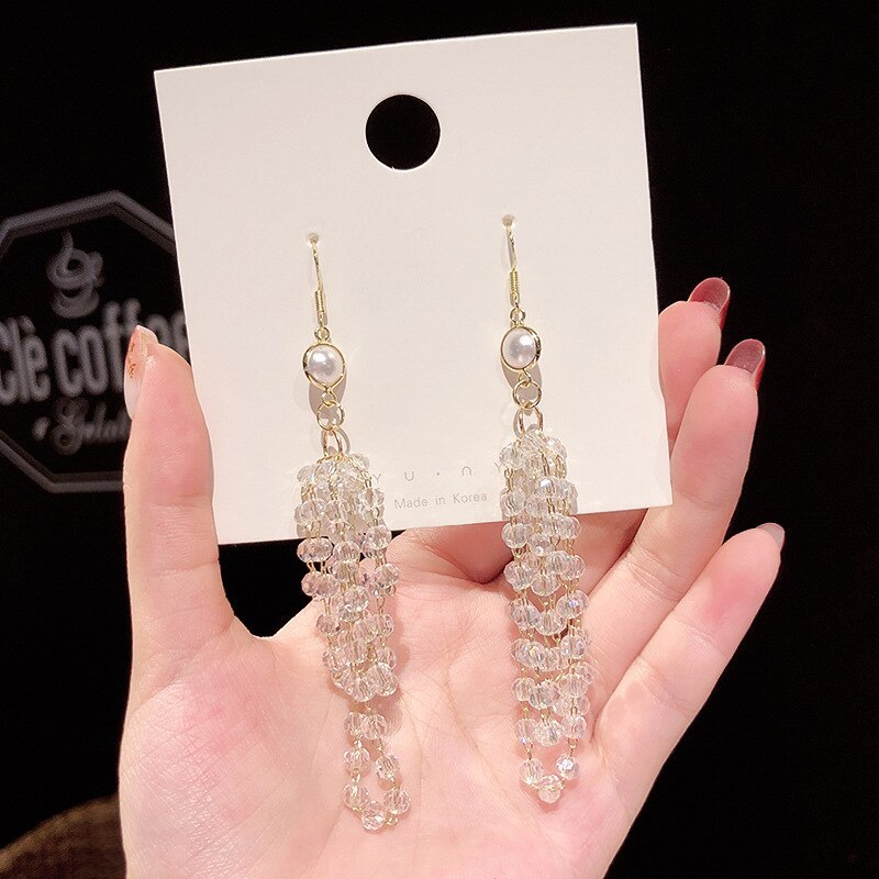 Wholesale Crystal Tassel Earrings New Long Eardrop Earring for Women Jewelry Gift
