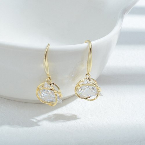 Wholesale Geometric Zircon Earrings for Women Sterling Silver Pin Post Earrings Ear Studs Jewelry Gift