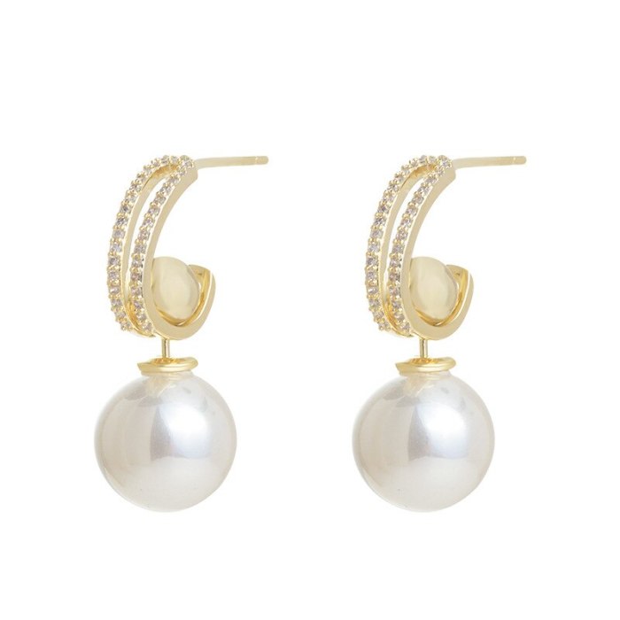 Wholesale Sterling Silver Pin Post Zircon Full Diamond Pearl Earrings Ear Studs Female Women Accessories Jewelry Gift