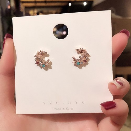 Wholesale Earrings Sterling Silver Pin Post Petal Eardrops Moon Studs Women Jewelry Gift