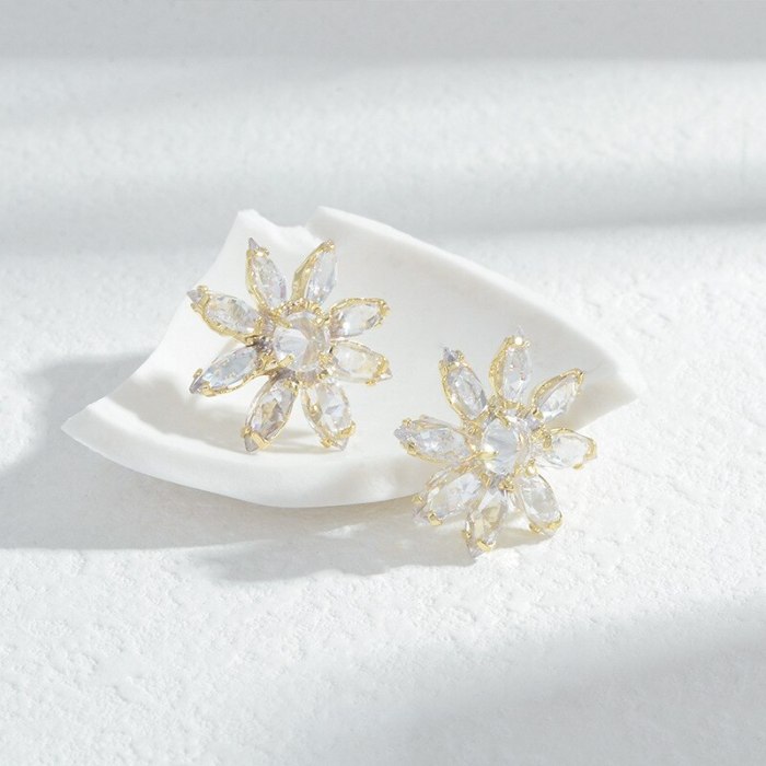 Wholesale New SUNFLOWER Earrings for Women S925 Silver Ear Studs Earrings Jewelry Gift