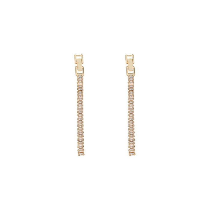 Wholesale Sterling Silver Pin Post New Zircon Long Fringe Earrings Female Women Stud Earrings Jewelry Gift