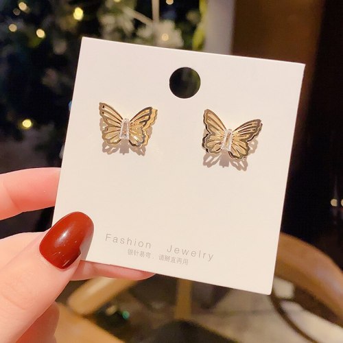 Wholesale 925 Silver Pin Post Hollow Butterfly Studs Female Women Earrings Jewelry Gift