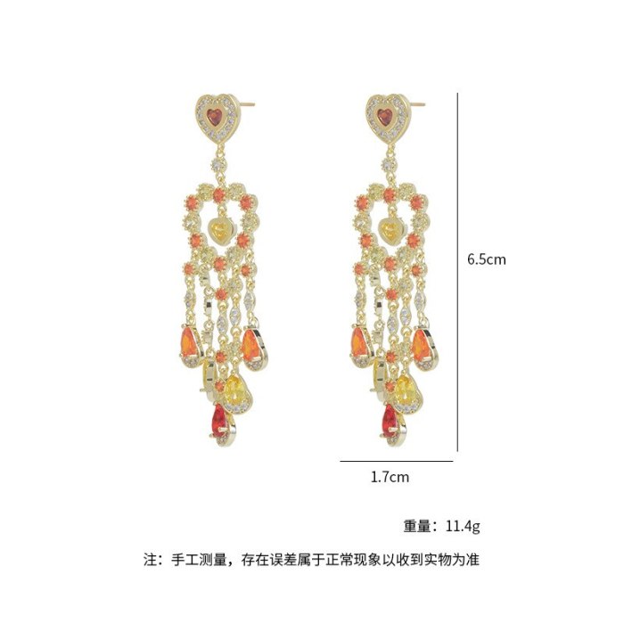 Wholesale Colorful Zircon Dream Catcher Ear Studs Female Women Sterling Silver Pin Post Earrings Jewelry Gift