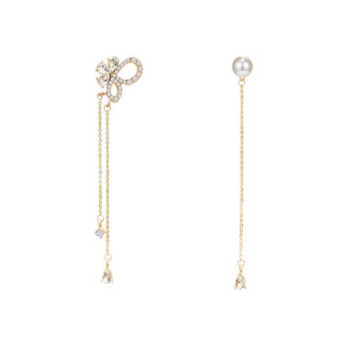 Wholesale 925 Silver Pin Post New Asymmetric Long Fringe Earrings Female Women Stud Earrings Jewelry Gift