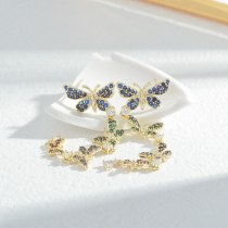 Wholesale Colorful Zircon Butterfly Studs Female Women Sterling Silver Pin Post Earrings Jewelry Gift