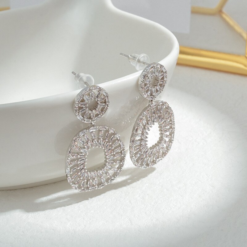 Wholesale Zircon Earrings Sterling Silver Pin Post Stud Earrings for Women Jewelry Gift