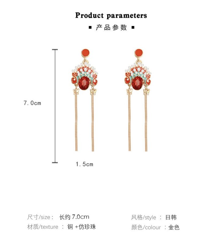 Wholesale New Earrings Peking Opera Facial Makeup Earrings 925 Silver Pin Eardrops Earrings Jewelry Gift