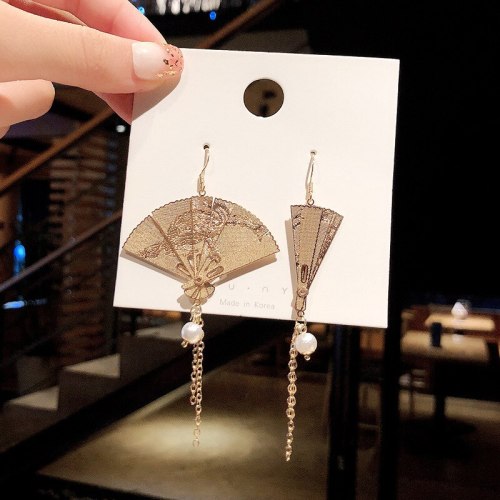 Wholesale New Fan-Shaped Earrings Women's Long Tassel Eardrop Earring Jewelry Gift