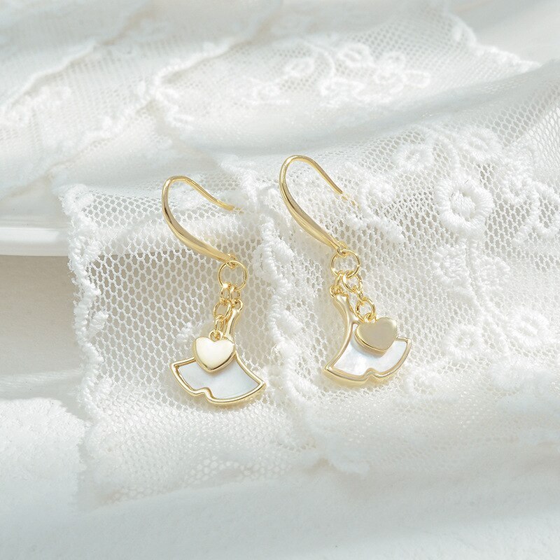 Wholesale Sterling Silver Pin Post Small Skirt Shell Earrings Peach Heart Earrings Ear Studs Jewelry Gift