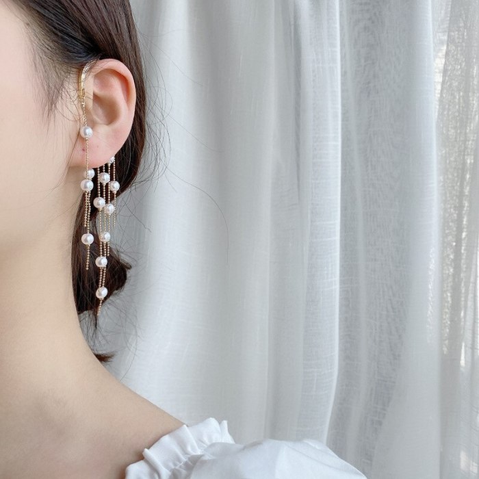 Wholesale Long Pearl Tassel No Piercing Ear Hooks Earrings Female Women Earrings Jewelry Gift