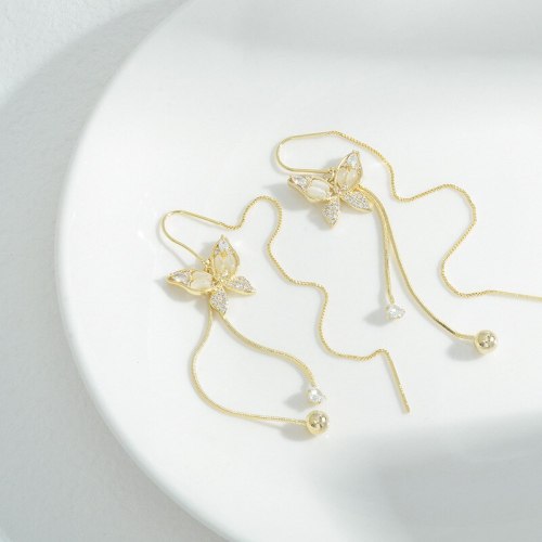 Wholesale Tassel Earrings New Butterfly Earrings Cat's Eye Sterling Silver Pin Post Stud Earrings for Women Jewelry Gift