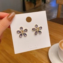 Wholesale Sterling Silver Pin Post Amethyst Flower Stud Earrings Eardrops Earrings Jewelry Gift