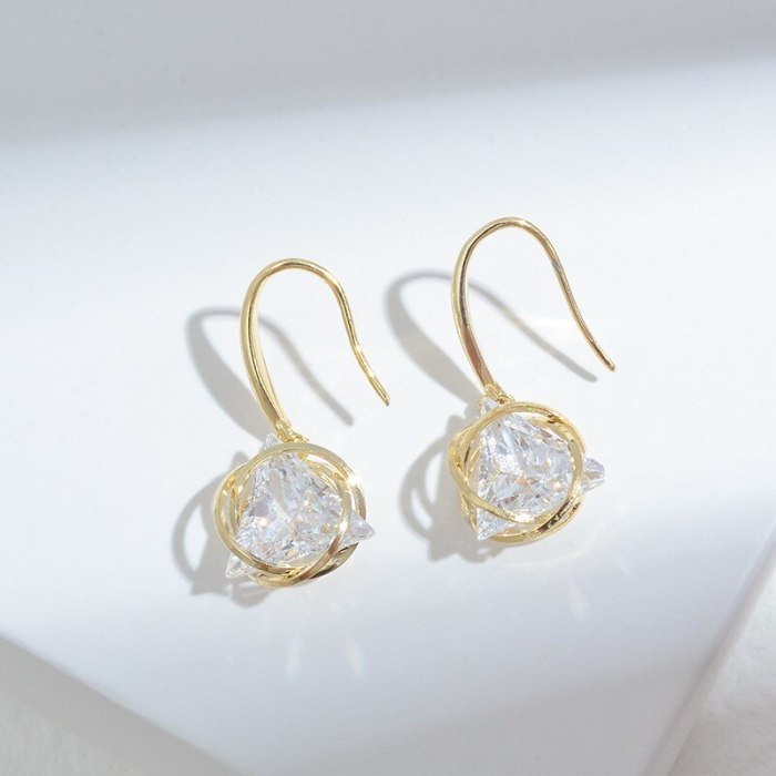 Wholesale Geometric Zircon Earrings for Women Sterling Silver Pin Post Earrings Ear Studs Jewelry Gift
