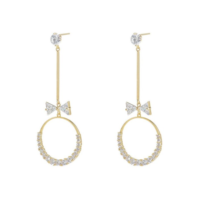Wholesale Sterling Silver Pin Post Zircon Bow Stud Earrings Female Women Earrings Fashion Jewelry Gift 1103