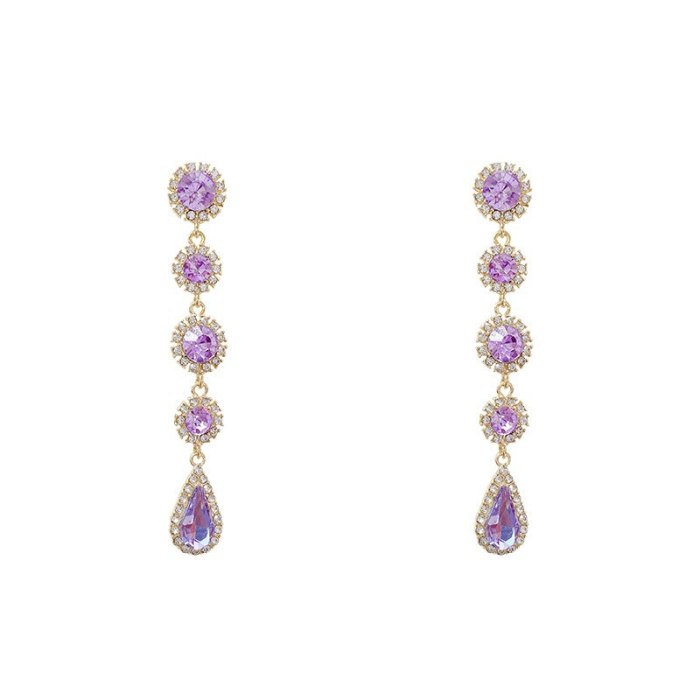 Wholesale Sterling Silver Pin Post Earrings Female Women Zircon Crystals Water Drop Studs  Earring Jewelry Gift