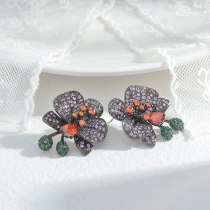 Wholesale Zircon Petal Stud Earrings Women's Sterling Silver Pin Post Earrings Earring Ornament Jewelry Gift