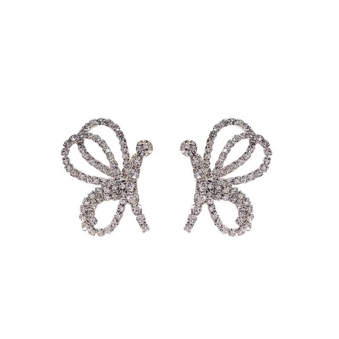 Wholesale Sterling Silver Pin Post New Diamond Butterfly Earrings Female Women Stud Earrings Jewelry Gift