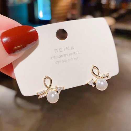 Wholesale Women's Sterling Silver Pin Post Pearl Ear Studs Jewelry Gift