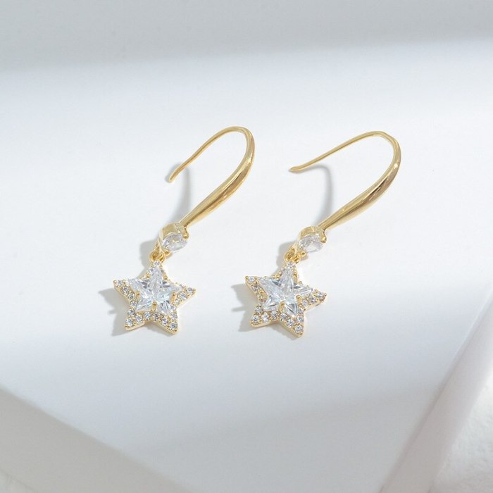 Wholesale Sterling Silver Pin Post Zircon Star Earrings Ear Studs Women Jewelry Gift
