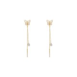 Wholesale Long Tassel Butterfly Earrings for Women Sterling Silver Pin Post Ear Studs Earrings Jewelry Gift