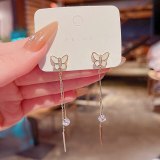 Wholesale Long Tassel Butterfly Earrings for Women Sterling Silver Pin Post Ear Studs Earrings Jewelry Gift