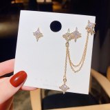 Wholesale 925 Silver Pin Post Asymmetric Six-Pointed Star Earrings Female Women Stud Earrings Jewelry Gift